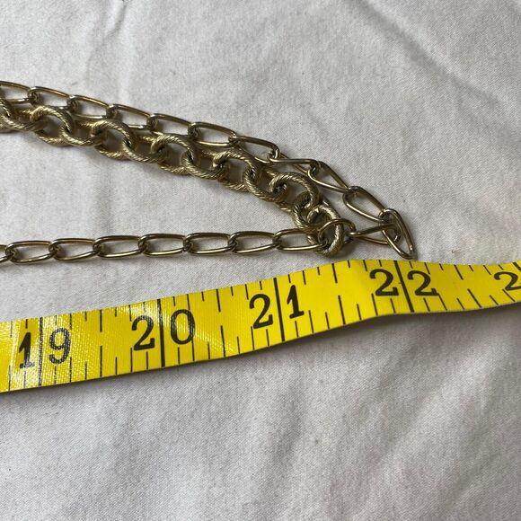 Gold Tone Chain Multi 3 Chain Necklace. - Picture 5 of 6